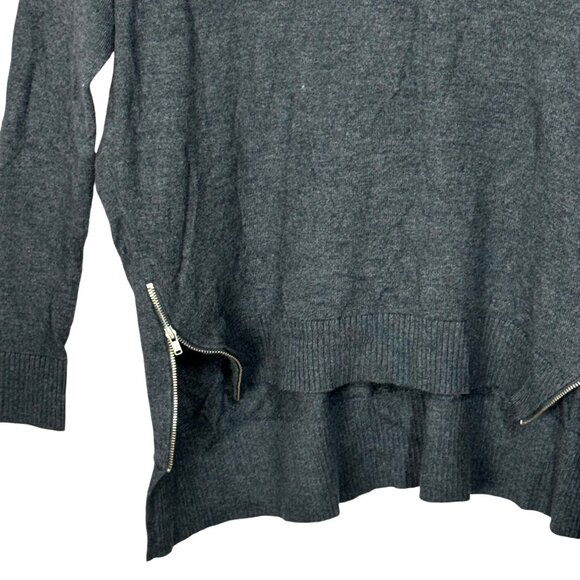 Express Womens Oversized V-Neck Charcoal Grey Sweater With Side Zippers S - Picture 3 of 5